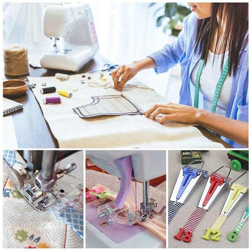 61Pcs Fabric Bias Tape Maker Sewing Binding Quilting Tool Presser Foot Kit Craft