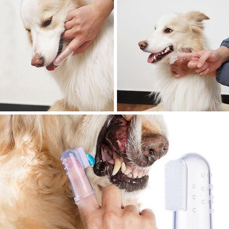 10PCS Pet Finger Toothbrush Soft Silicone Dog and Cat Teeth Cleaning Tool