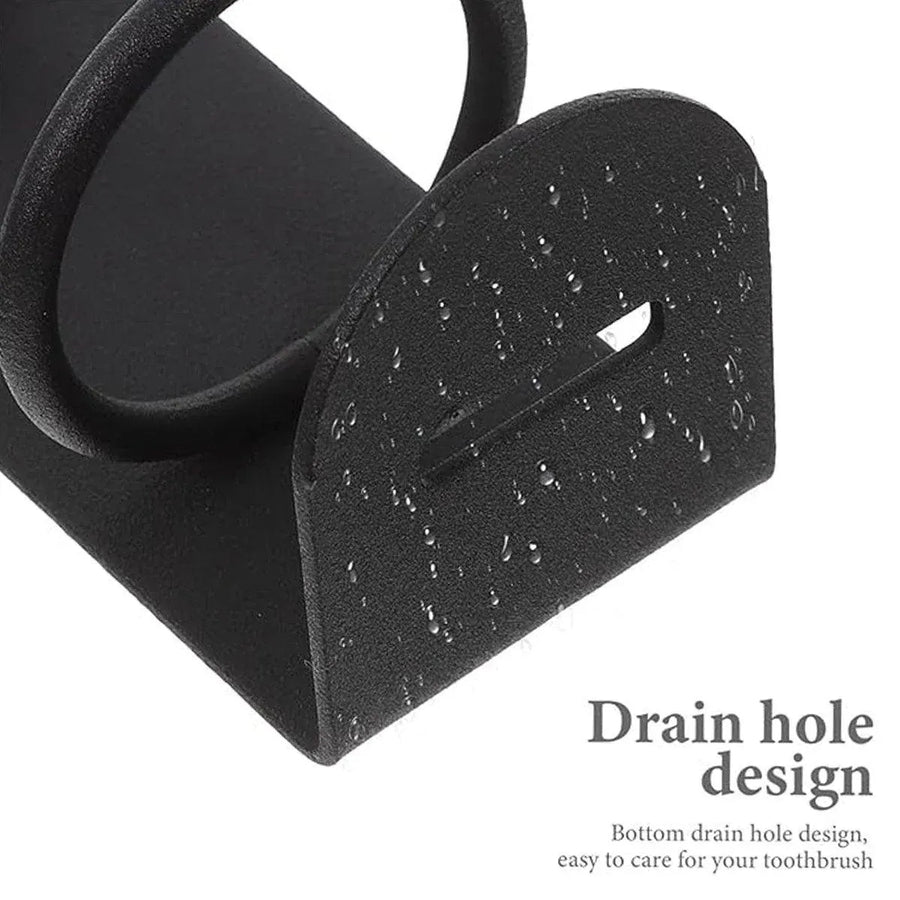 2-Piece Black Wall-Mounted Toothbrush Holder Set