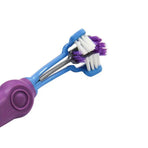 3-Sided Pet Toothbrush Dog Removing Bad Tartar Breath Dental Cleaning Mouth - Purple