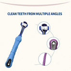 3-Sided Pet Toothbrush Dog Removing Bad Tartar Breath Dental Cleaning Mouth - Purple