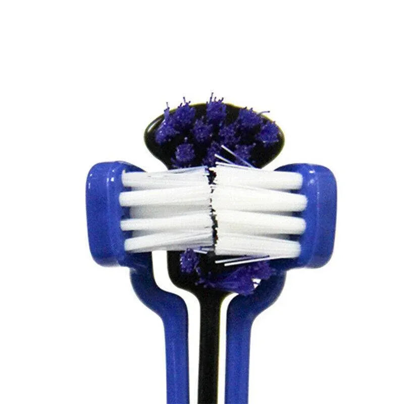 3-Sided Pet Toothbrush Dog Removing Bad Tartar Breath Dental Cleaning Mouth - Purple