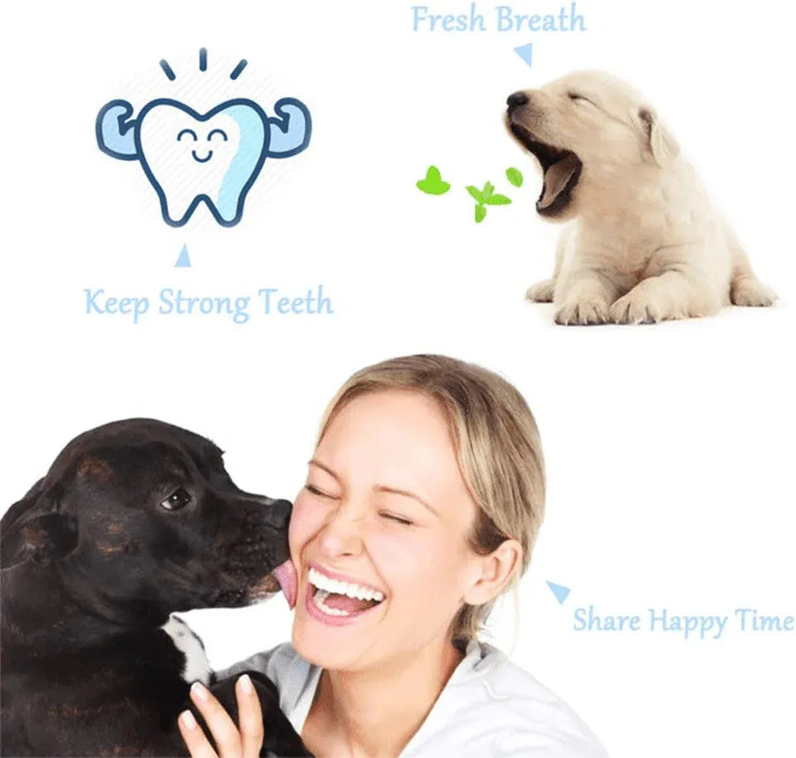 3-Sided Pet Toothbrush Dog Removing Bad Tartar Breath Dental Cleaning Mouth - Purple