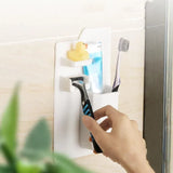 Silicone Shower Toothbrush Holder Bathroom Storage Rack for Razor and Toothpaste - Black - 45-Degree Angle
