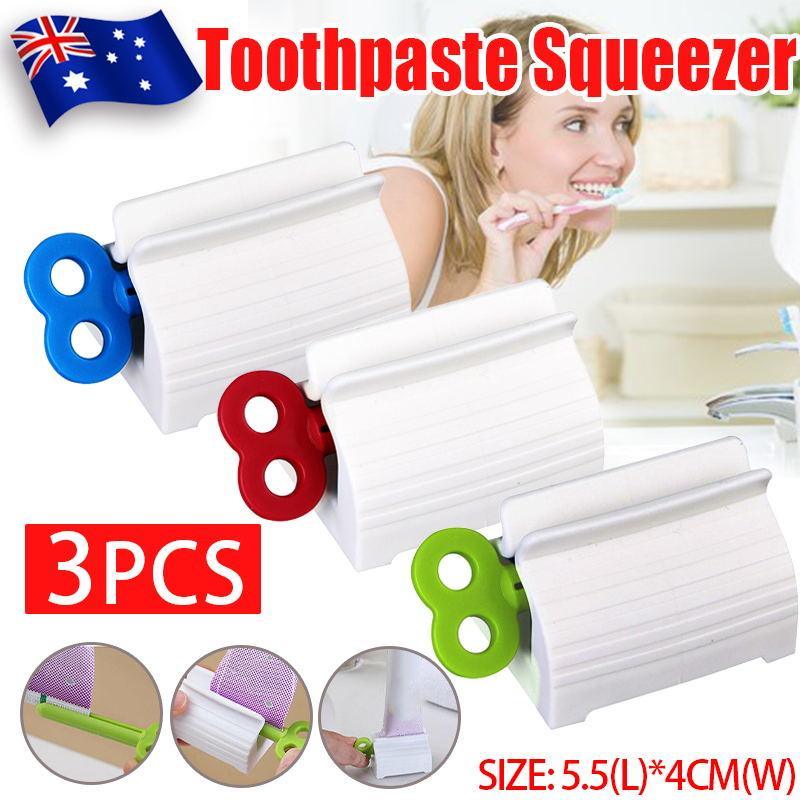 3X Toothpaste Squeezer Bathroom Tube Easy Stand Dispenser Rolling Holder Seat