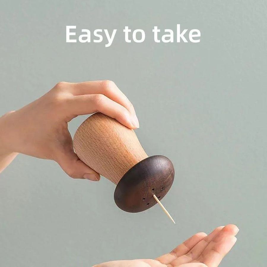 Solid Wood Toothpick Holder Black Walnut Beech Cute Mushroom Toothpick Box