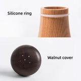 Solid Wood Toothpick Holder Black Walnut Beech Cute Mushroom Toothpick Box - Top-Down View
