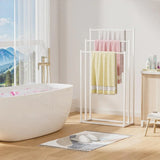 3 Tier Metal Towel Rack Freestanding 3 Bars Drying Shelf Holder Stand Organizer - 45-Degree Angle