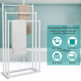3 Tier Metal Towel Rack Freestanding 3 Bars Drying Shelf Holder Stand Organizer - Rear View