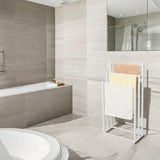 3 Tier Metal Towel Rack Freestanding 3 Bars Drying Shelf Holder Stand Organizer - Close-Up Angle