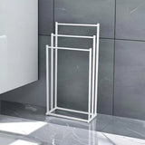 3 Tier Metal Towel Rack Freestanding 3 Bars Drying Shelf Holder Stand Organizer - Low Angle