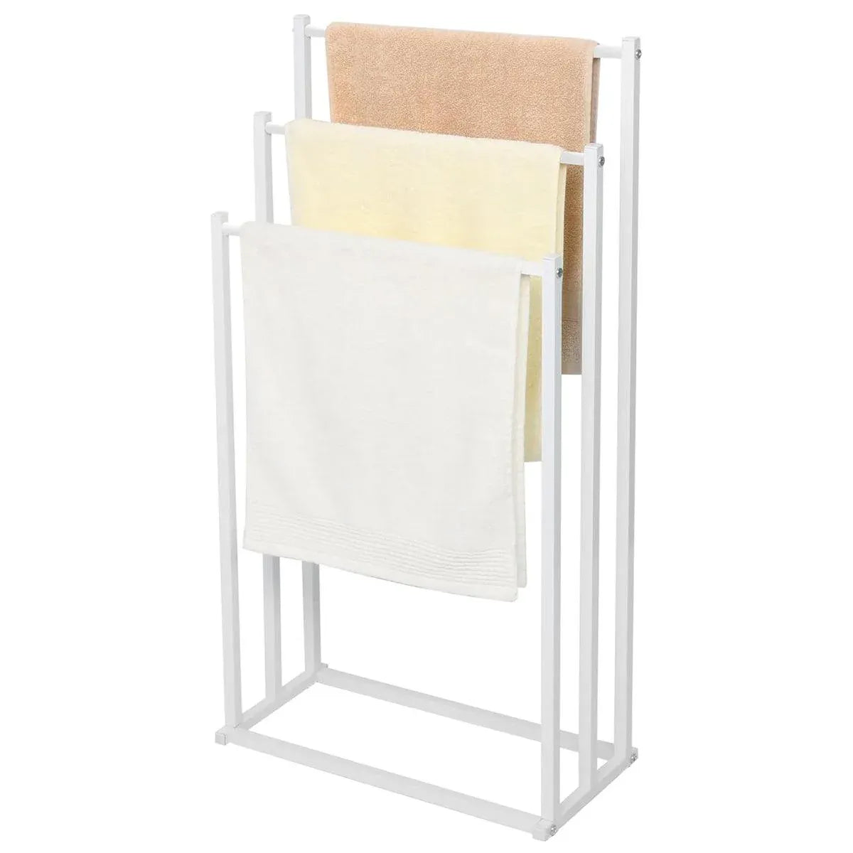 3 Tier Metal Towel Rack Freestanding 3 Bars Drying Shelf Holder Stand Organizer