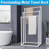 3 Tier Metal Towel Rack Freestanding 3 Bars Drying Shelf Holder Stand Organizer - Extra Image