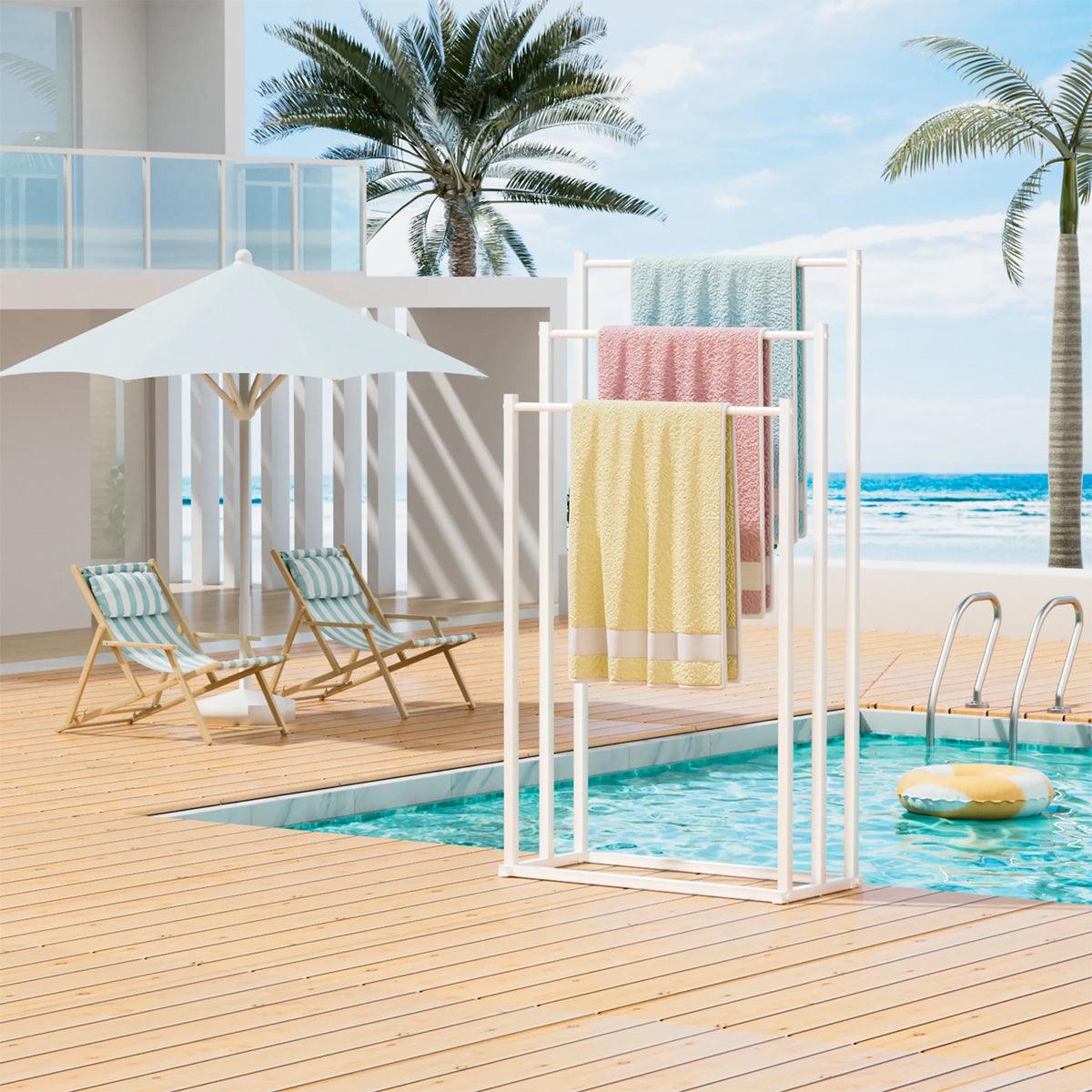 3 Tier Metal Towel Rack Freestanding 3 Bars Drying Shelf Holder Stand Organizer