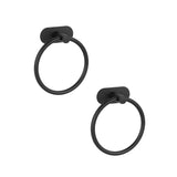 2PCS Black Nonperforated Stainless Steel Bathroom Toilet Hanging Oval Towel Ring - Front View