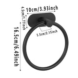 2PCS Black Nonperforated Stainless Steel Bathroom Toilet Hanging Oval Towel Ring - Side View