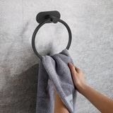 2PCS Black Nonperforated Stainless Steel Bathroom Toilet Hanging Oval Towel Ring - Top-Down View