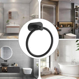 2PCS Black Nonperforated Stainless Steel Bathroom Toilet Hanging Oval Towel Ring - 45-Degree Angle