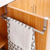 Stainless Steel Over Door Towel Rack Cupboard Hanging Rail for Kitchen Bathroom - 23.7CM - 45-Degree Angle