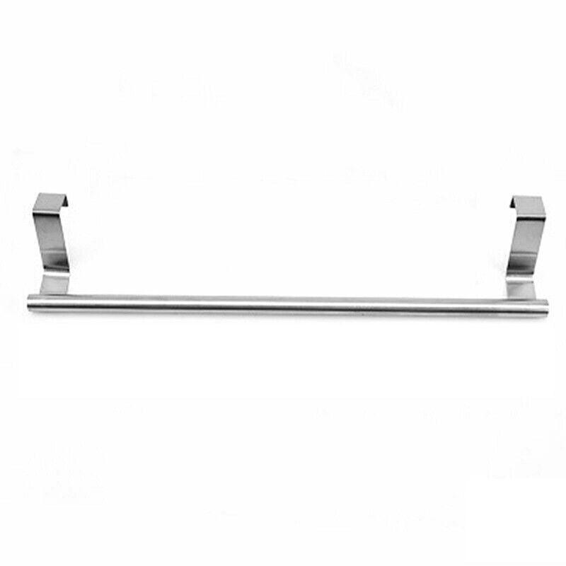 Stainless Steel Over Door Towel Rack Cupboard Hanging Rail for Kitchen Bathroom - 23.7CM