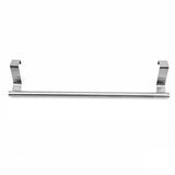 Stainless Steel Over Door Towel Rack Cupboard Hanging Rail for Kitchen Bathroom - 23.7CM - Close-Up Angle