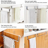 Stainless Steel Over Door Towel Rack Cupboard Hanging Rail for Kitchen Bathroom - 36CM - Side View