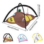 Breathable Pet Hammock Cat Bed with Fun Cartoon Bell Toy Cat Tent Supplies - Blue Polka Dots