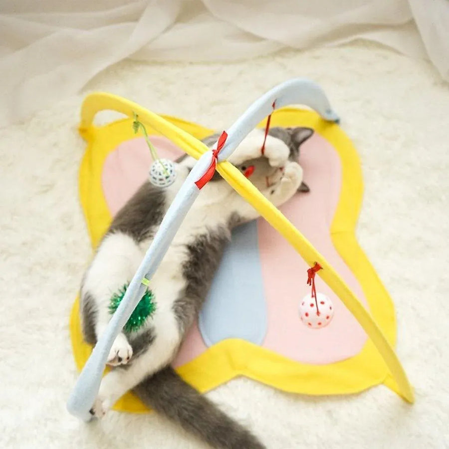 Breathable Pet Hammock Cat Bed with Fun Cartoon Bell Toy Cat Tent Supplies - Little Bee