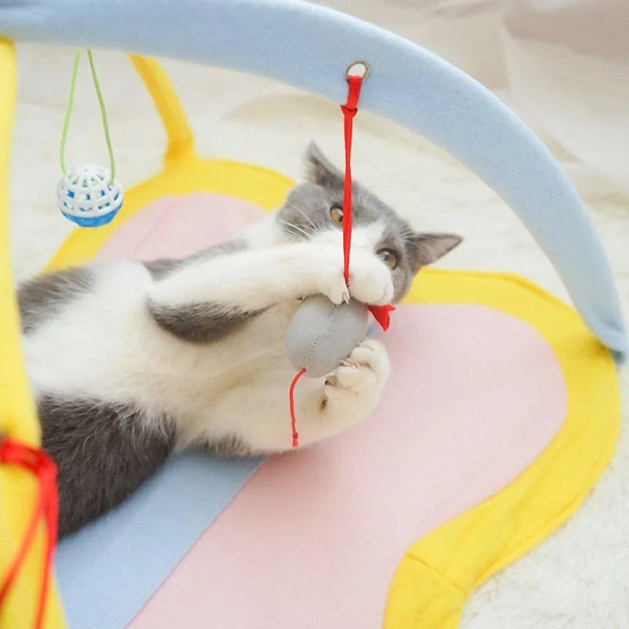 Breathable Pet Hammock Cat Bed with Fun Cartoon Bell Toy Cat Tent Supplies - Little Bee