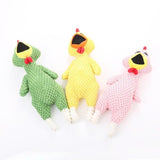 Squeaky Dog Toy Plush Chew Rope Pet Puppy Toys with Squeaker Crinkle for Teething - Brown Goose - Top-Down View