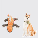 Squeaky Dog Toy Plush Chew Rope Pet Puppy Toys with Squeaker Crinkle for Teething - Brown Goose - Low Angle