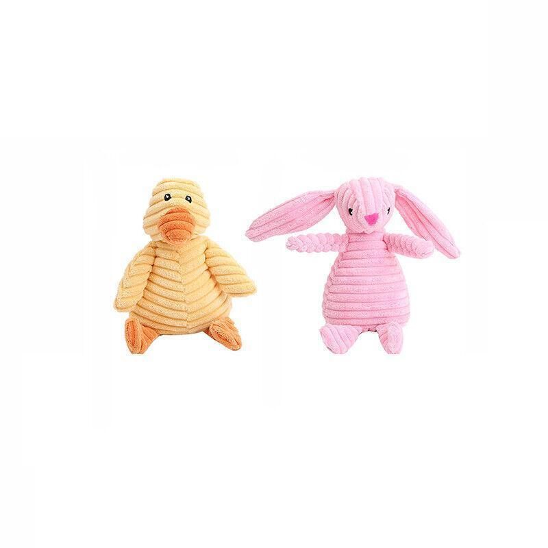 Squeaky Dog Toy Plush Chew Rope Pet Puppy Toys with Squeaker Crinkle for Teething - Brown Goose