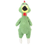 Squeaky Dog Toy Plush Chew Rope Pet Puppy Toys with Squeaker Crinkle for Teething - Green Chicken