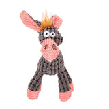 Squeaky Dog Toy Plush Chew Rope Pet Puppy Toys with Squeaker Crinkle for Teething - Grey Donkey