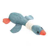 Squeaky Dog Toy Plush Chew Rope Pet Puppy Toys with Squeaker Crinkle for Teething - Dark Goose