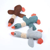 Squeaky Dog Toy Plush Chew Rope Pet Puppy Toys with Squeaker Crinkle for Teething - Dark Goose