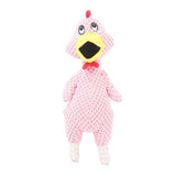 Squeaky Dog Toy Plush Chew Rope Pet Puppy Toys with Squeaker Crinkle for Teething - Pink Chicken