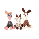 Squeaky Dog Toy Plush Chew Rope Pet Puppy Toys with Squeaker Crinkle for Teething - Pink Chicken