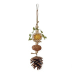 1-Piece Hanging Parrot Chew Toy with Pinecone and Woven Ball