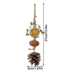 1-Piece Hanging Parrot Chew Toy with Pinecone and Woven Ball