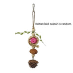 1-Piece Hanging Parrot Chew Toy with Pinecone and Woven Ball