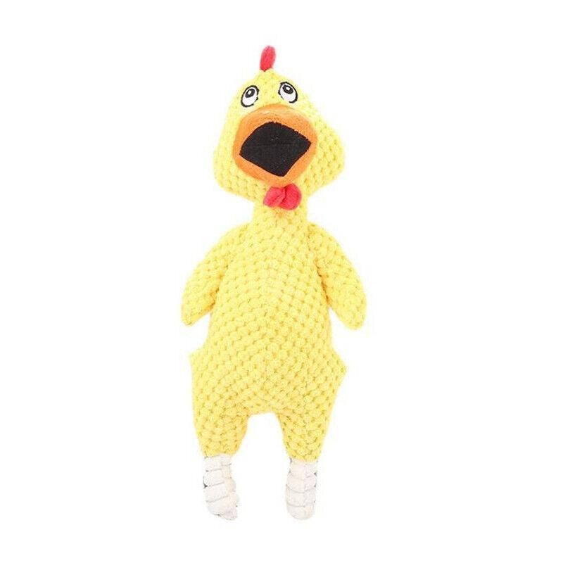 Squeaky Dog Toy Plush Chew Rope Pet Puppy Toys with Squeaker Crinkle for Teething - Yellow Chicken