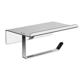 304 Stainless Steel Toilet Paper Holder Non-perforated Roll with Phone Rack - Black - Rear View