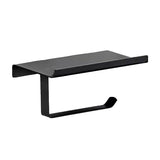 304 Stainless Steel Toilet Paper Holder Non-perforated Roll with Phone Rack - Black - Close-Up Angle