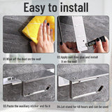 304 Stainless Steel Toilet Paper Holder Non-perforated Roll with Phone Rack - Silver - Top-Down View