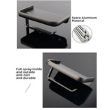 Wall Mounted Aluminum Toilet Paper Holder Non-perforated Tissue Cell Phone Shelf - Golden - Extra Image