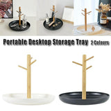 Branch Tray Desktop Storage Organizer Key Holder Rack for Living Room Entryway - White - Front View