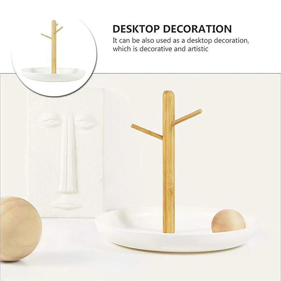 Branch Tray Desktop Storage Organizer Key Holder Rack for Living Room Entryway - White