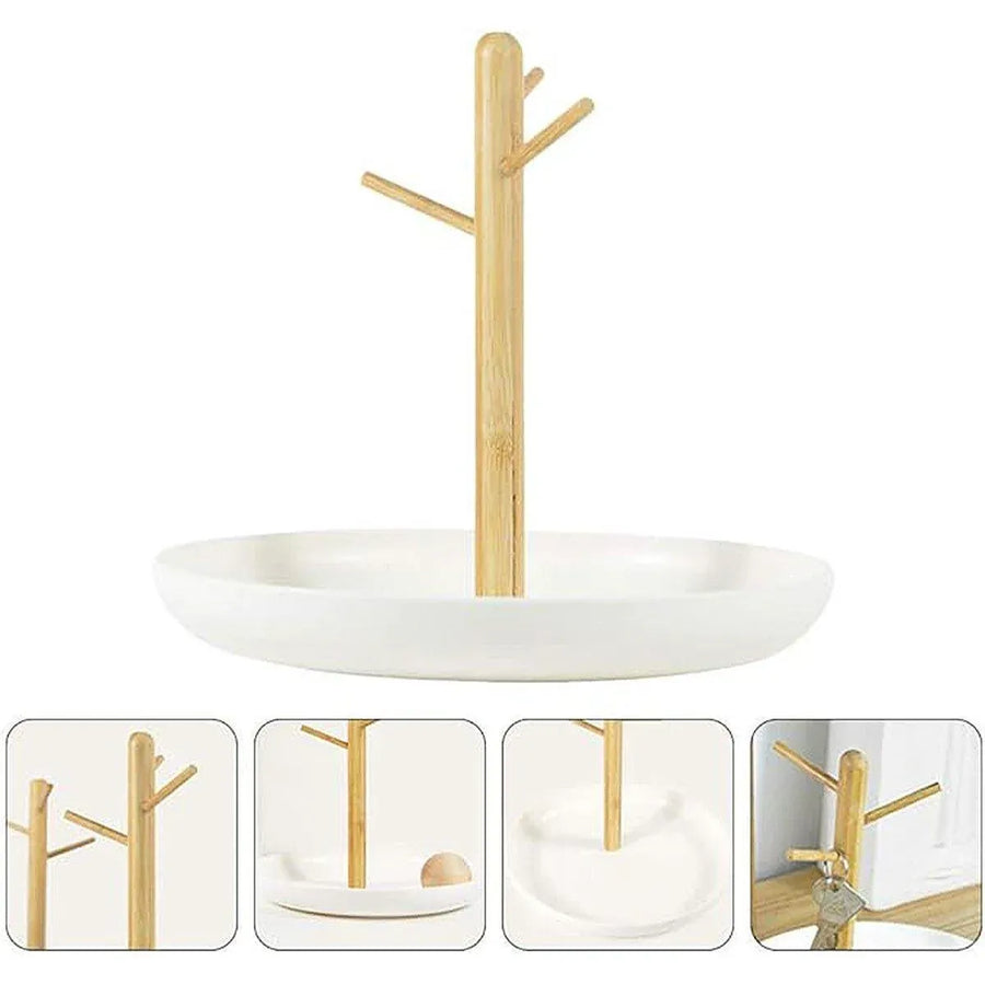 Branch Tray Desktop Storage Organizer Key Holder Rack for Living Room Entryway - White