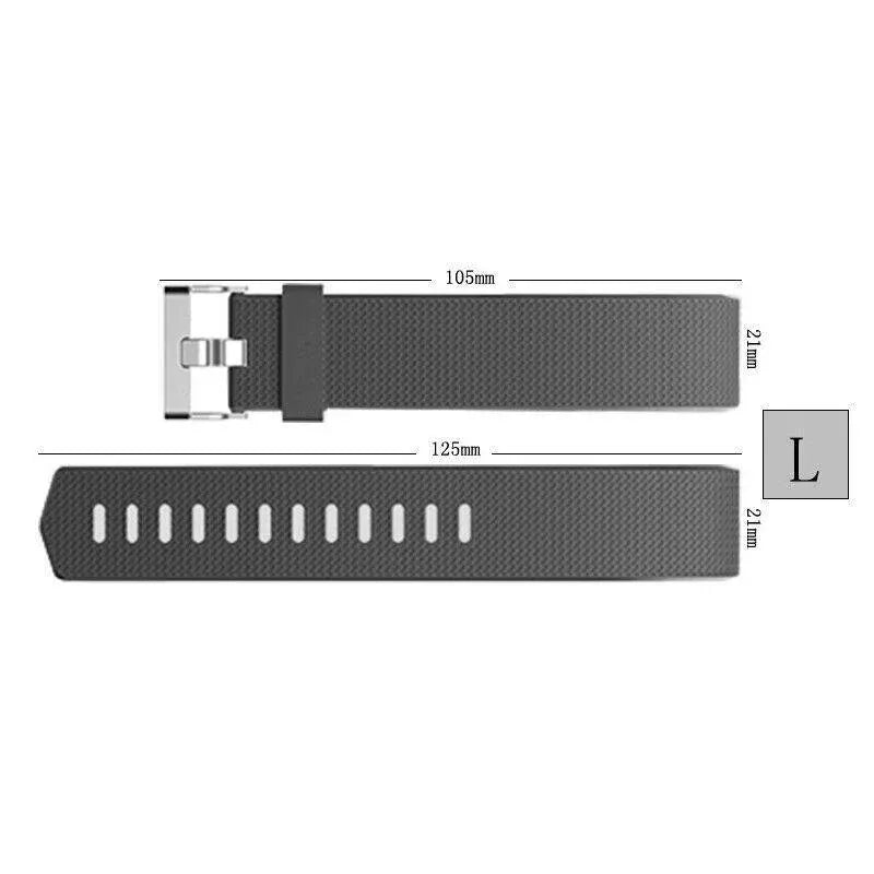 L Size Silicone Watch Wrist Sports Strap For Fitbit Charge Band Wristband Replacement - Grey